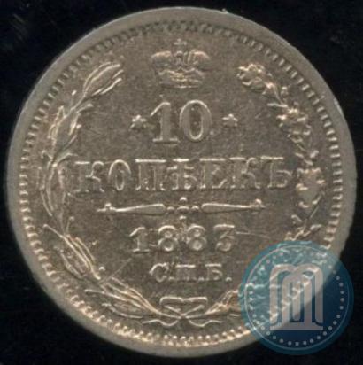 Фото 10 копеек 1883 года СПБ-АГ 