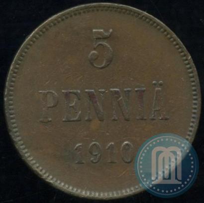 Picture 5 pennia 1910 year  