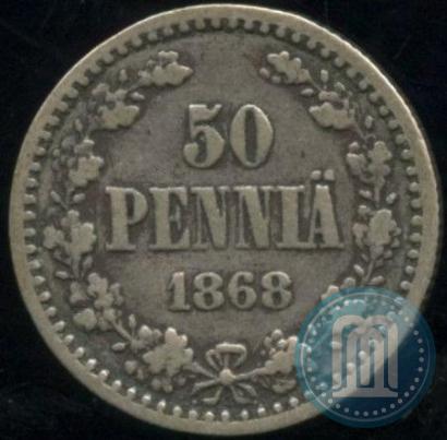 Фото 50 пенни 1868 года S 
