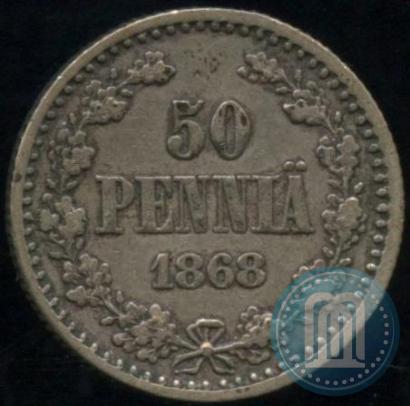 Фото 50 пенни 1868 года S 