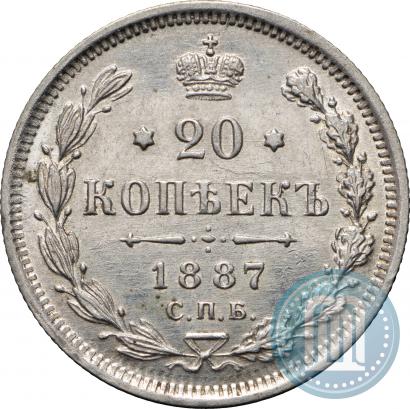 Picture 20 kopecks 1887 year СПБ-АГ 