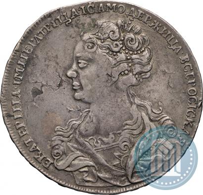 Фото 1 рубль 1725 года  "Московский тип, портрет влево"