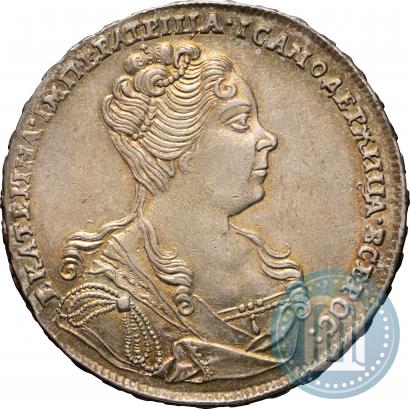 Фото 1 рубль 1727 года  "Московский тип, портрет вправо"