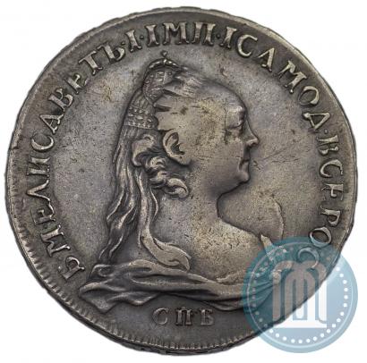 Фото 1 рубль 1757 года СПБ-ЯI "Портрет работы Ж. Дасье"