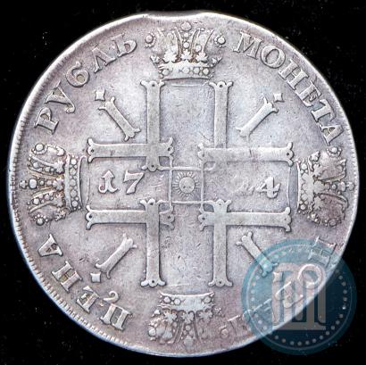 Фото 1 рубль 1724 года СПБ "Солнечный, в латах"