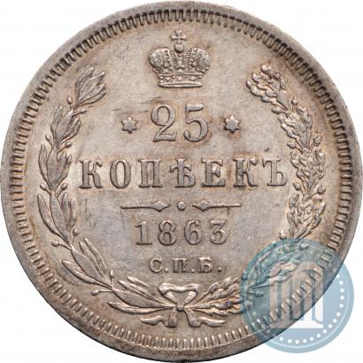 Picture 25 kopecks 1863 year СПБ-АБ 