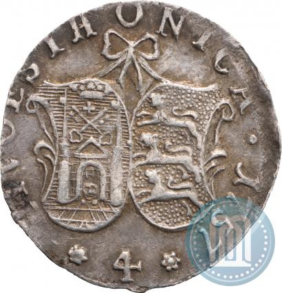 Picture 4 kopecks 1757 year  "For Livonia"