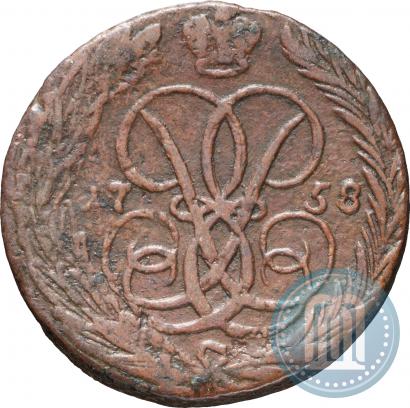 Picture 1 kopeck 1758 year  