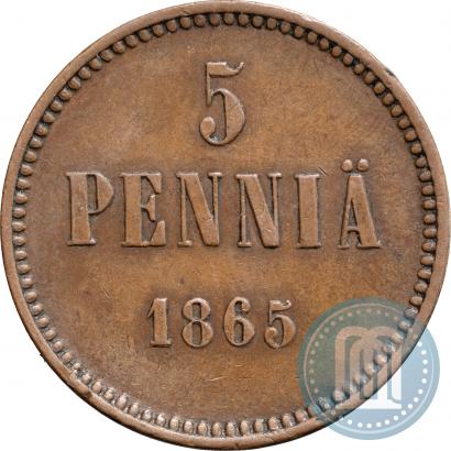 Фото 5 пенни 1865 года  