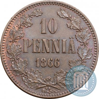 Фото 10 пенни 1866 года  