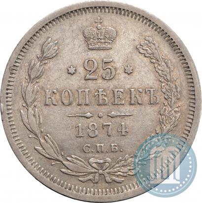 Фото 25 копеек 1874 года СПБ-НІ 