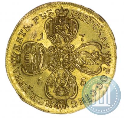 Фото 5 рублей 1755 года  