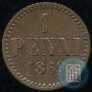 Фото 1 пенни 1869 года  