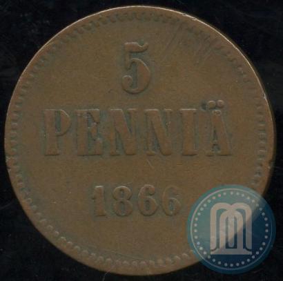 Picture 5 pennia 1866 year  