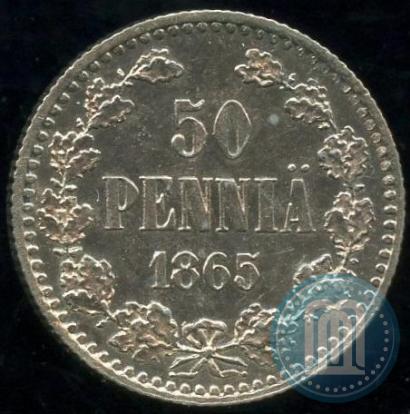 Фото 50 пенни 1865 года S 