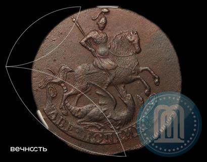 Picture 2 kopecks 1758 year  "Nominal under St. George"
