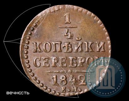 Picture 1/4 kopeck 1842 year ЕМ 