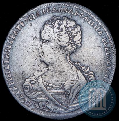 Фото 1 рубль 1725 года СПБ "Петербургский тип, портрет влево"