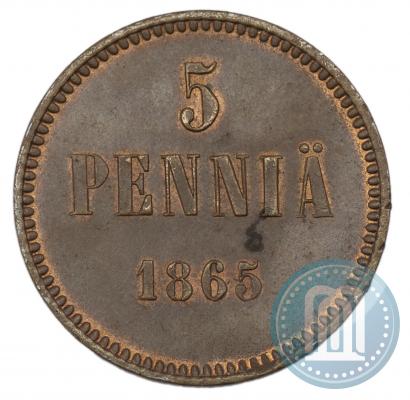 Picture 5 pennia 1865 year  
