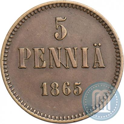 Фото 5 пенни 1865 года  