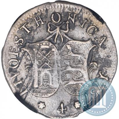 Picture 4 kopecks 1757 year  "For Livonia"