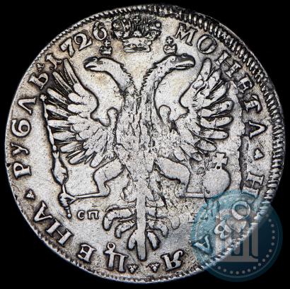 Фото 1 рубль 1726 года СПБ "Петербургский тип, портрет влево"