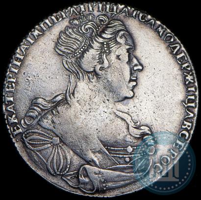 Фото 1 рубль 1727 года СПБ "Петербургский тип, портрет вправо"