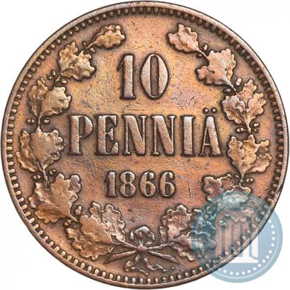 Фото 10 пенни 1866 года  
