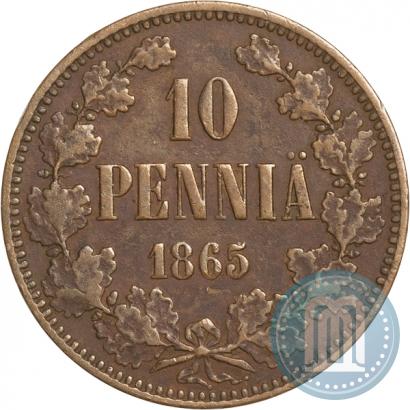 Фото 10 пенни 1865 года  