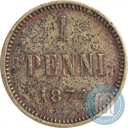 Фото 1 пенни 1874 года  