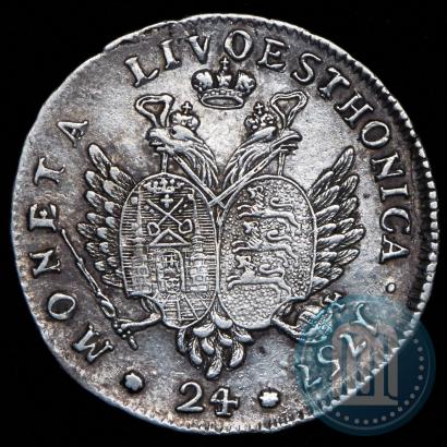 Picture 24 kopecks 1757 year  "For Livonia"