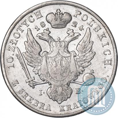 Фото 10 злотых 1824 года IB 