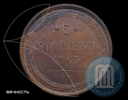 Picture 5 kopecks 1865 year ЕМ 