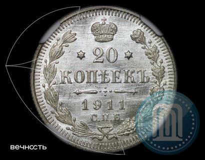 Фото 20 копеек 1911 года СПБ-ЭБ 