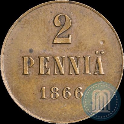 Фото 2 пенни 1866 года  "Пробные"