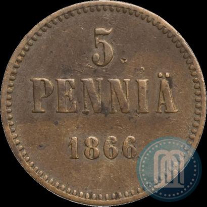 Picture 5 pennia 1866 year  