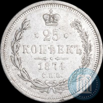 Фото 25 копеек 1874 года СПБ-НІ 