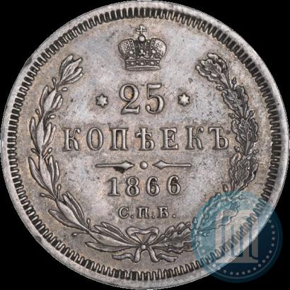 Фото 25 копеек 1866 года СПБ-НІ 