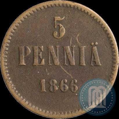 Picture 5 pennia 1866 year  
