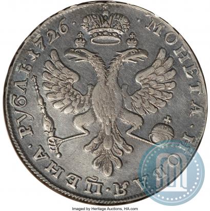 Фото 1 рубль 1726 года  "Московский тип, портрет влево"