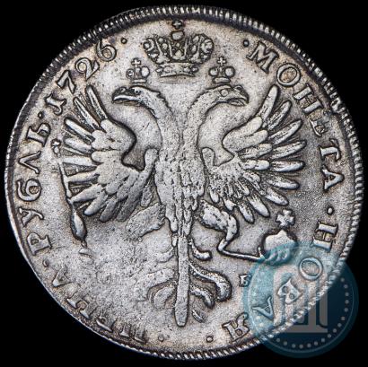 Фото 1 рубль 1726 года СПБ "Петербургский тип, портрет влево"