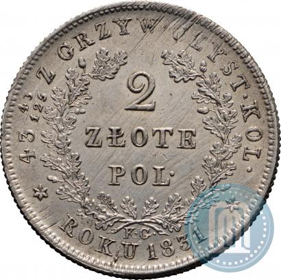 Фото 2 злотых 1831 года KG "Польское восстание"