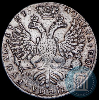 Фото 1 рубль 1727 года СПБ "Петербургский тип, портрет вправо"