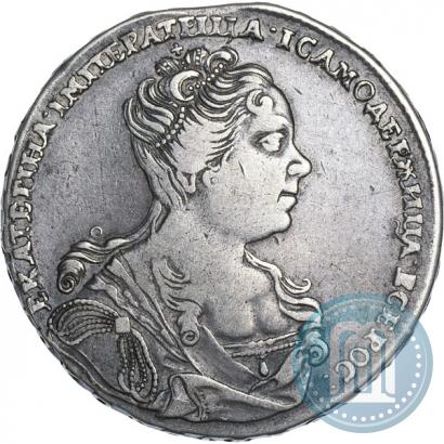 Фото 1 рубль 1727 года  "Московский тип, портрет вправо"