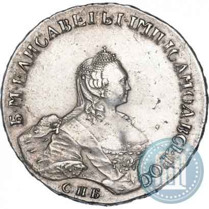 Фото 1 рубль 1757 года СПБ-ЯI "Портрет работы Б. Скотта"