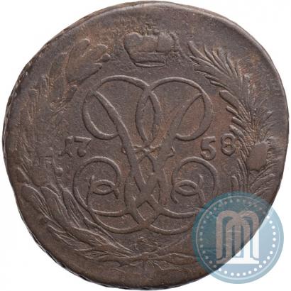 Picture 1 kopeck 1758 year  