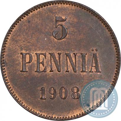 Picture 5 pennia 1908 year  