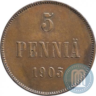 Picture 5 pennia 1905 year  