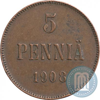Picture 5 pennia 1908 year  