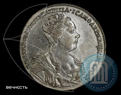 Фото 1 рубль 1727 года  "Московский тип, портрет вправо"